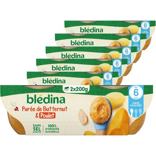 Kalanka-- Bols - Repas Midi Bébé - Purée De Butternut & Poulet - Dès 6 Mois - Sans Sel Ajouté - 12x200g