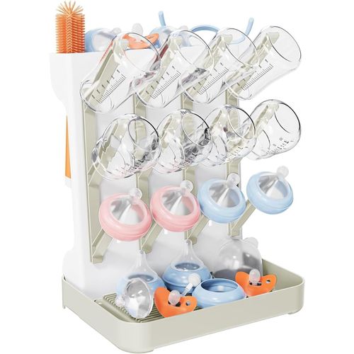 Kalanka-Support De Séchage Pour Biberons, Grand Support Vertical Pour Le Séchage Des Biberons Avec Bac D'égouttage, Support De Séchage Peu Encombrant, Pour Le Nettoyage Des Biberons (Beige)