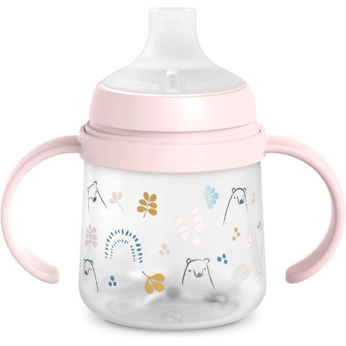Kalanka-, Biberon À Anses, Tasse Apprentissage Bébé Avec Bec Souple En Silicone, Système Anti-Colique, Gourde Enfant Avec Poignées, Antifuites, Passe Au Lave-Vaisselle, +6 Mois, 150 Ml, Bears Rose