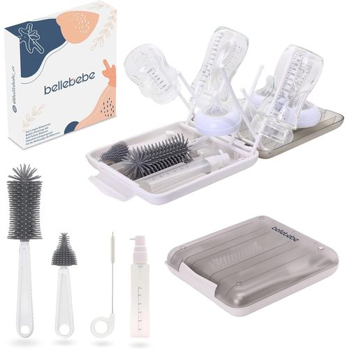 Kalanka-Ensemble Goupillon Biberon Avec Égouttoir Biberon Bébé - Brosse Biberon Et Sèche-Biberon Portable - Sans Bpa - Pliable Et Compact