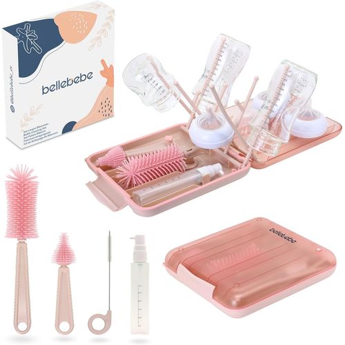 Kalanka-Ensemble Goupillon Biberon Avec Égouttoir Biberon Bébé - Brosse Biberon Et Sèche-Biberon Portable - Sans Bpa - Pliable Et Compact