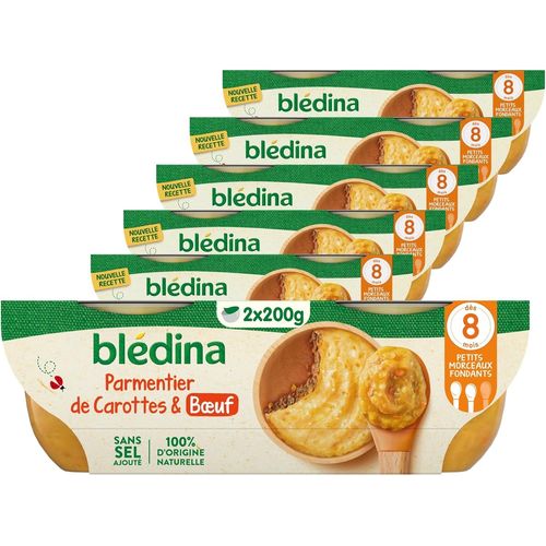 Kalanka-Blédina - Bols - Repas Mici Bébé - Parmentier De Carottes Et B?uf - Dès 8 Mois - Sans Sel Ajouté - 12 X 200 G