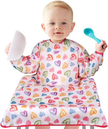 Bavoirs D'alimentation Pour Bébé,Bavoir Manches Longues Bebe Bavoir Tpu Imperméable Se Fixe À Votre Chaise Haute Chaises Hautes Pour Mess-6 Mois À 3 Ans