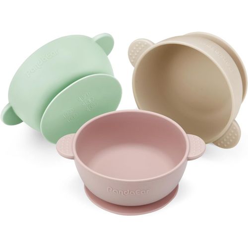 Kalanka-Ensemble De 3 Bols Pour Bébés Avec Ventouse | Bol Alimentaire En Silicone Pour Bébés, Enfants En Bas Âge Et Tout-Petits (Rose Vert Bronzage Clair)