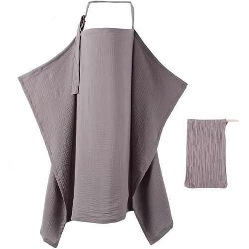 Kalanka-Couverture Allaitement Bébé Avec Pochette, Cape D'allaitement En Mousseline, Tablier Allaitement Avec Lanière Réglable, Vêtement Allaitement Femme En Coton, Cache Allaitement Écharpe (Gris)