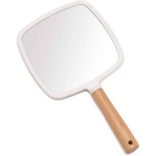 Kalanka-Miroir À Main Avec Poignée Pour Maquillage, Petit Miroir Mignon En Bois Pour Le Rasage Avec Trou De Suspension - Miroir De Courtoisie Portable Simple Face Pour Homme Et Femme (Carré) 