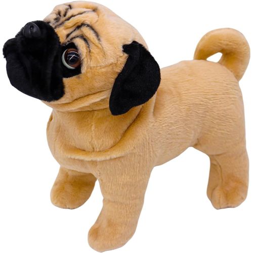 KALANKA-Peluche Carlin Chien 27cm/10 Jouet en Peluche de Roquet Chien réaliste Bel Animal Cadeaux Mignons et Doux pour Enfants garçons et Filles Éducatif interactif Confortable Chien Blanc