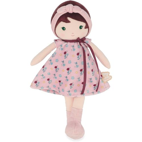 KALANKA-- Tendresse - Ma 1ère Poupée en Tissu Léonie - Poupée de Chiffon 32 cm - Robe en Velours Côtelé - Jolie Boite Cadeau - Ruban Personnalisable - Dès la Naissance, K200018