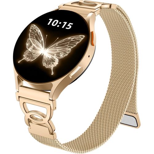 Kalanka-Compatible Avec Bracelet Samsung Galaxy Watch 7 40mm 44mm - Bracelet Galaxy Watch 6 5 4, Métal Magnétique En Acier Inoxydable Band Pour Samsung 6 Classic, 5 Pro, 4 Classic, Fe, Or Royal