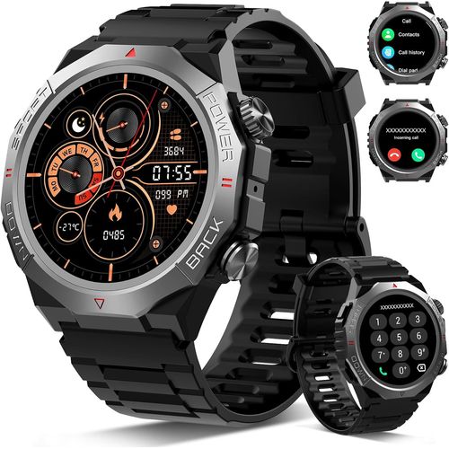 Militaire Montre Connectée Homme Femme avec Appel Bluetooth, 1.39"" HD Smartwatch Motre Sport avec 110+ Modes Sportifs, pour Android/iOS, Bleu