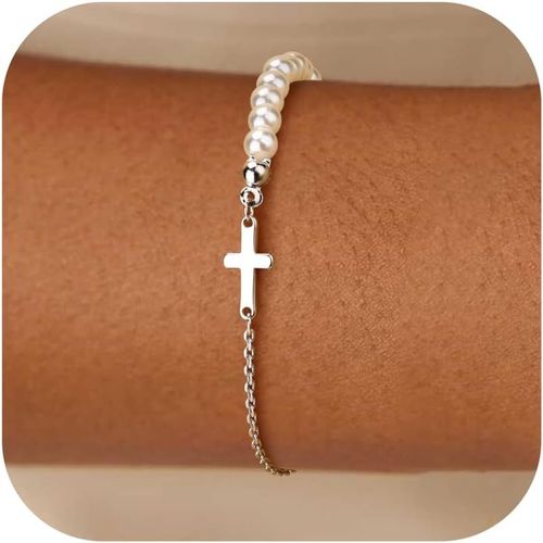 Tianyi-Bracelet Femme Or/Argent, Bracelets En Or Plaqué 14k, Réglable Chaîne Doré Croix Pour Filles Femmes