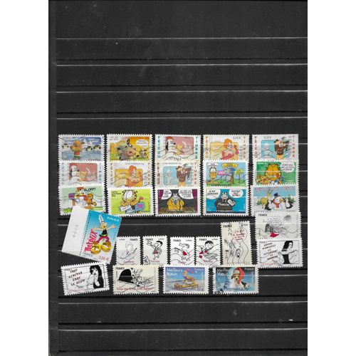 2 Timbres Neufs Et 47 Oblitérés Personnages De Bandes Dessinées France 1993