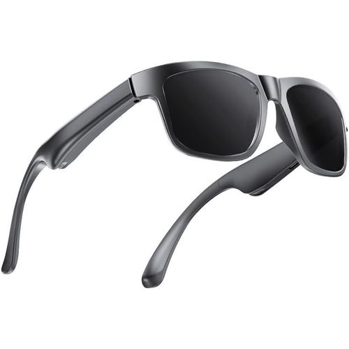 ASFASFq-Lunettes Bluetooth Intelligentes avec Assistant Vocal, Open-Ear Smart Glasses, Lentille Polarisée UV400, USB-C, Audio Sunglasses Bluetooth 5.4, 6h Autonomie, UV Protection Lens, Anti-Sound Le