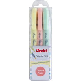 Illumina Flex Slw11p Pochette De 3 Surligneurs Bi-Pointe Pastel, Jaune, Orange Et Vert Clair[Z447]