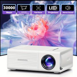 Projecteur vidéo portable, projecteur de cinéma maison, mini projecteur extérieur, résolution 1920*1080P, prend en charge la projection sur téléphone portable, convient pour iOS/TV Stick/USB/laptop et autres appareils