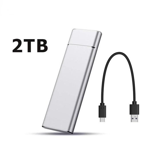Disque dur externe Ssd haute vitesse,Interface type-c/USB 3.1, disque dur Portable pour PC Portable MAC-2TB Argent
