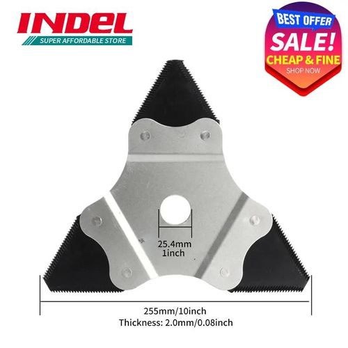 INDEL-Lame de débroussailleuse en acier au carbone, 10 "x 3 dents, accessoires de tondeuse à gazon, outil de jardin, pièces d'outils-3T Sawtooth 1pc