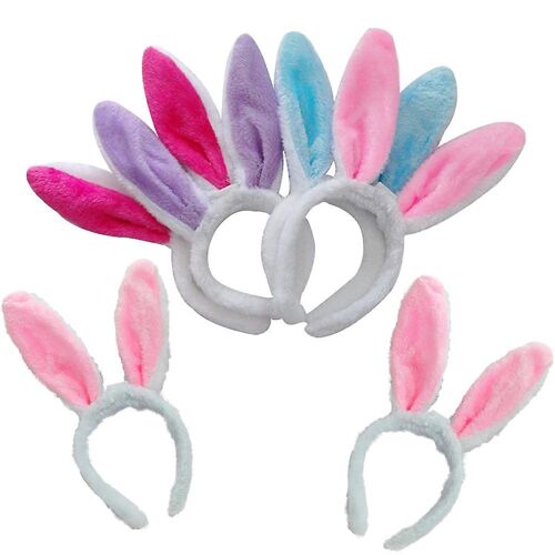 Lot De 6 Serre-Têtes En Peluche Avec Oreilles De Lapin ¿ Lumineux Et Non Lumineux Pour Cosplay, Fêtes Et Événements De Mode