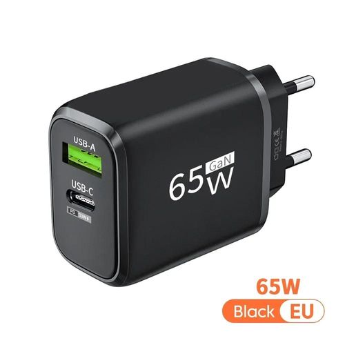 Chargeur Rapide Usb C Gan 65w,Charge Rapide,Type C,Qc 3.0 Pd,Adaptateur Pour Téléphone Portable,Iphone 15,Xiaomi,Samsung,Huawei - Type Black Eu Plug