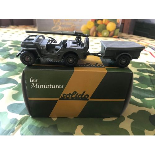 Jeep Willys Porte Canon De 106sr Sans Recul + Remorque 1/38eme De Marque Solido-Solido