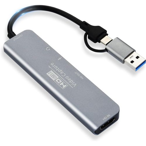 Carte d'Acquisition,Vidéo Carte de Capture 4K HDMI vers USB/USB C 3.0,4K 30Hz Entrée Capture Vidéo Full HD 1080P pour Le Streaming Compatible avec Switch/PS5/PS4/Xbox/MacBook/iPad/Caméra/PC