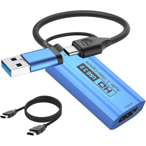 Carte d'acquisition vidéo Carte de Capture 4K HDMI vers USB 3.0/USB C,Capture vidéo 1080P 60FPS pour Les Jeux,Le Streaming,l'enseignement,la vidéoconférence