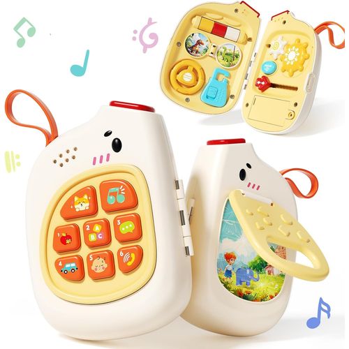 Téléphone Bébé avec Musique,Tableau d'Activités Montessori,Tableau Sensoriel Enfants,Jouet Éducatif Précoce pour Toddlers 1 2 3 Ans,Jouet de Développement des Compétences Motrices