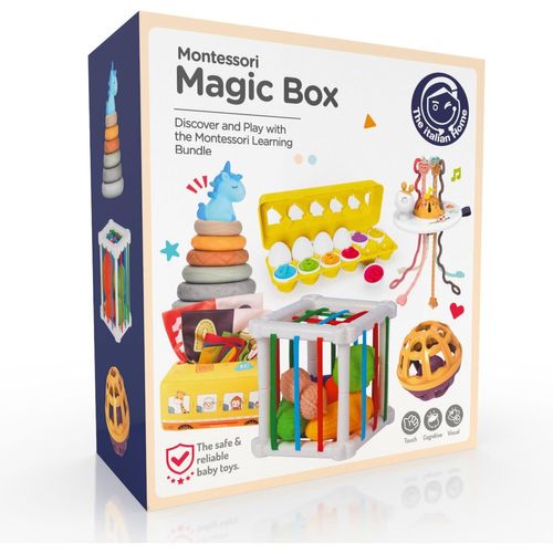 JGD-6+1 Magic Box - Montessori Bebe eveil 0-6 Mois, Jeux sensoriels éducatifs pour bébés, 6 Jeux Montessori 1 an pour motricité bébé