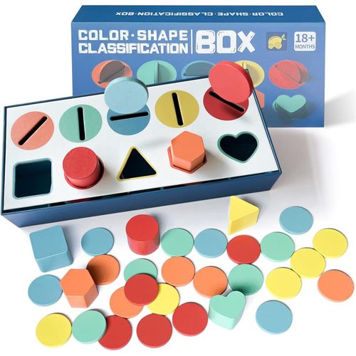 Apprendre Les Couleurs et Trieur De Forme Jouet,Jeux en Bois Bebe,Jeux Montessori Motricité Fine,Jouet d'Éveil Enfan,Cadeau Fille Garcon
