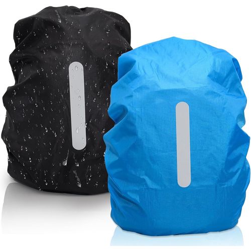 JGD-2 Pièces Protection Sac À Dos Pluie avec Bandes Réfléchissantes (40-50L), Housse de Pluie Sac À Dos D'Extérieur, Housse Sac A Dos Impermeable pour La Randonnée, Le Vélo