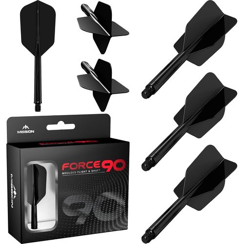 Force 90 | Ailettes Et Tiges De Fléchettes Moulées Avec Précision Intégrées, Lot De 3 Ailettes Et Tiges Professionnelles Hautement Durables 2 En 1 | Slim