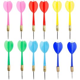 12 Pcs Flechette Pointe Plastique,Utilisé pour Jeu de Flechette,Flechettes pour Cible Electronique,d'intérieur de Fléchettes à la Maison,6 Couleurs,Cadeau Homme Garçon