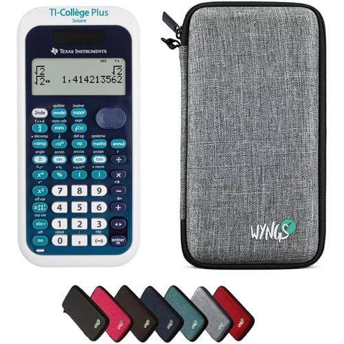 Pack économique: TI Collége Plus Solaire Calculatrice Scientifique + étui de Protection WYNGS Gris Clair + étendue de CALCUSO