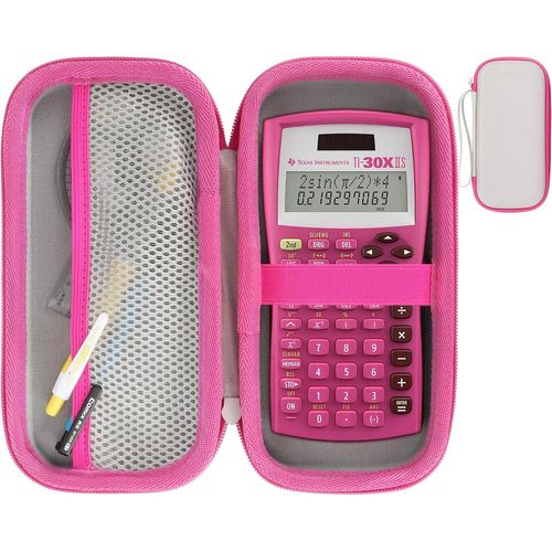 Dur Étui de Protection pour TI-36X Pro/TI-30Xa/TI-30X Plus/TI-30XIIS/TI-30XS/TI-30X Pro Calculatrice Scientifique (Blanc + Rose Rouge)