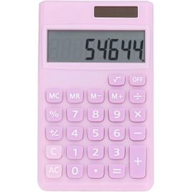 Mini Calculatrices de Poche, Calculatrices, Batterie Solaire à 8 Chiffres, Calculatrice de Poche à Double Alimentation avec Grand Écran LCD, Grand Bouton Sensible (Rose)