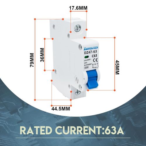 KUIU-3 Mini-Disjoncteurs De 63 Ampères 230V Mcb Unipolaire Type B Pour Montage Sur Rail Din