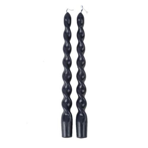 2 BOUGIES FLAMBEAU TORSADÉES 25CM 7H MARINE