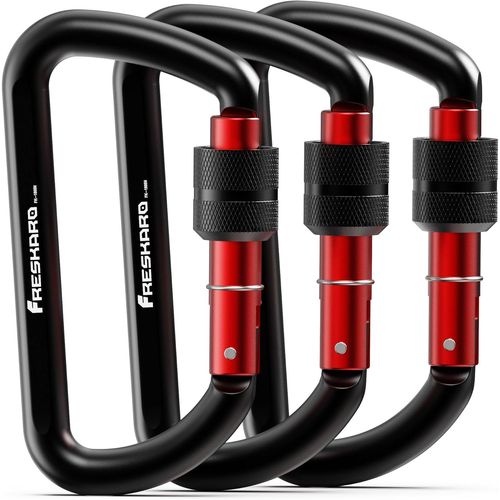 Tianyi-Mousquetons A Vis, 7075 Aluminium, Charge Lourde 12kn-1224kg, Solide, Ultra Léger, Multi-Fonction Pour Laisse Chien, Hamac, Balancoire, Porte Clé, Moyen 8cm, Forme D, 2/3pcs, Multicoulor