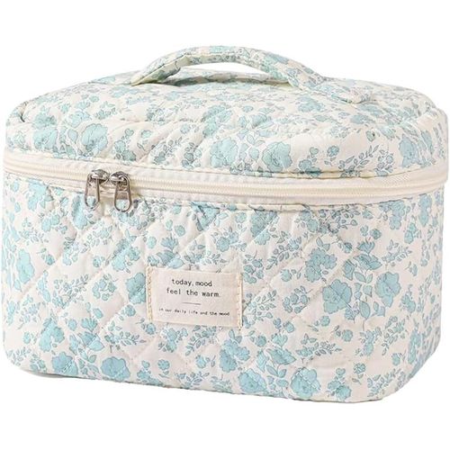 TIANYI-Trousse Toilette Cubique Matelassée Florale Spacieuse Portable Rangement Cosmétique Voyage Dimensions 25x16x16cm