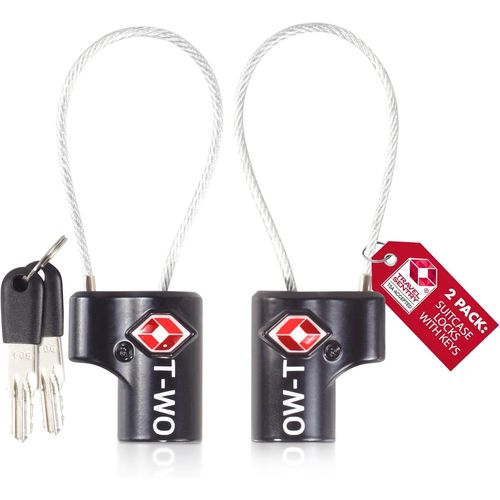KALANKA-Cadenas Cable Clé TSA pour valise. Cadenas Clef Antivol pour Bagages Casier Rangement Tente Camping. Cadenas USA. Accessoires de Voyage. Verrou a Cle Valise 2 Noir