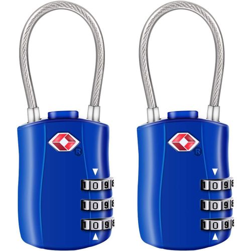 KALANKA-[2 Pack] Serrures à bagages TSA, cadenas de sécurité à 3 chiffres, cadenas à combinaison, code de verrouillage pour les valises de voyage valise sac de bagages etc. -Bleu