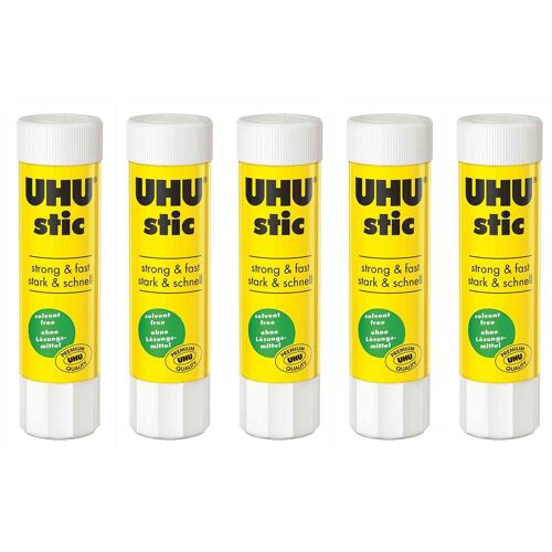 Uhu Lot De 5 Bâtons De Colle, Sans Solvants, 8,2 G, Avec Capuchon