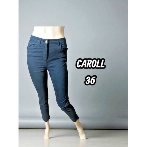 Caroll Taille 36 Pantalon Jeans Jean Denim Vert Bleu Foncé Coton Elastane