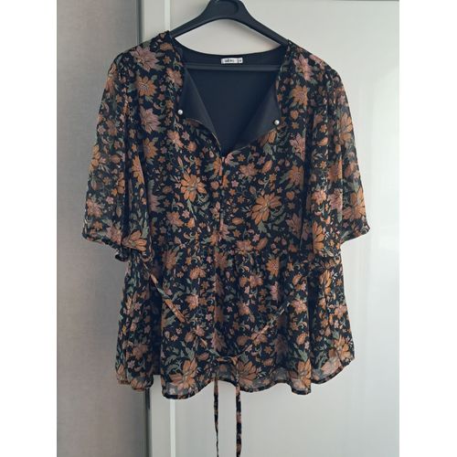 Tunique Taille 54 Noir Motif Floral Gémo
