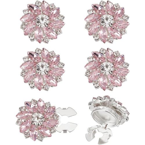 Tianyi-6 Pcs Boutons De Manchette En Cristal Rose Pour Femme Boutons De Manchette En Cristal Rose 25,5mm Diamètre Bouton De Manchettes Alliage Détachables En Forme De Fleur Pour Décor Chemises