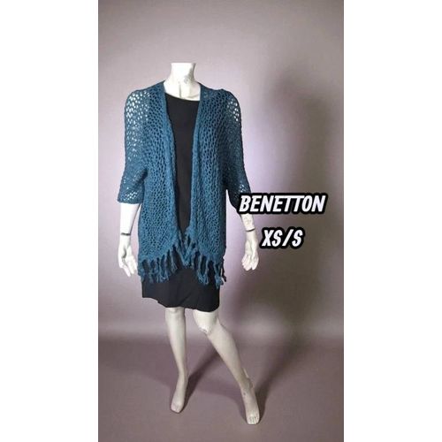 Benetton Taille 34/36 Neuf Superbe Gilet / Veste Cardigan Bleu Canard