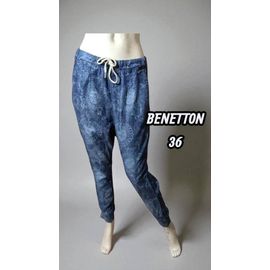 Benetton Taille 36 Neuf Pantalon Jogging Boyfriend Type Jeans Jean Denim