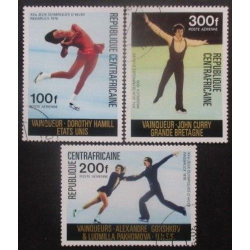 Centrafrique Poste Aérienne Série N°150 Au 152 Jeux Olympiques D'Innsbruck 1976 Oblitérés