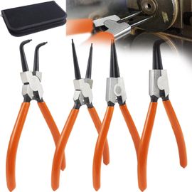 TIANYI-Lot de 4 pinces à circlips 7,1""/180 mm, avec sac, pince à circlips pour fusibles intérieurs et extérieurs, pince à circlips droite et incurvée