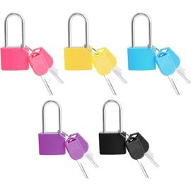 TIANYI-Cadenas Clé, 5Pcs Cadenas Valise, Cadenas Long avec 2 Clé pour Bagage Valise, Multicolore Cadenas, Exterieur Cadenas pour Casier, Garage, Clôture, Jardin(5 Couleurs)